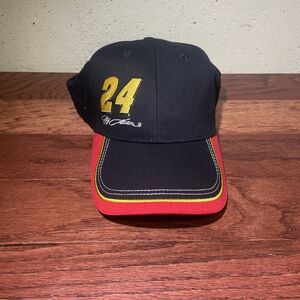 Jeff Gordon #24 Black Red & Yellow Valvoline Nascar Hat Adjustable Back Cap NEW